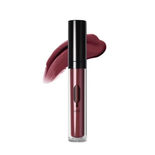Image of a dark purple red liquid lipstick