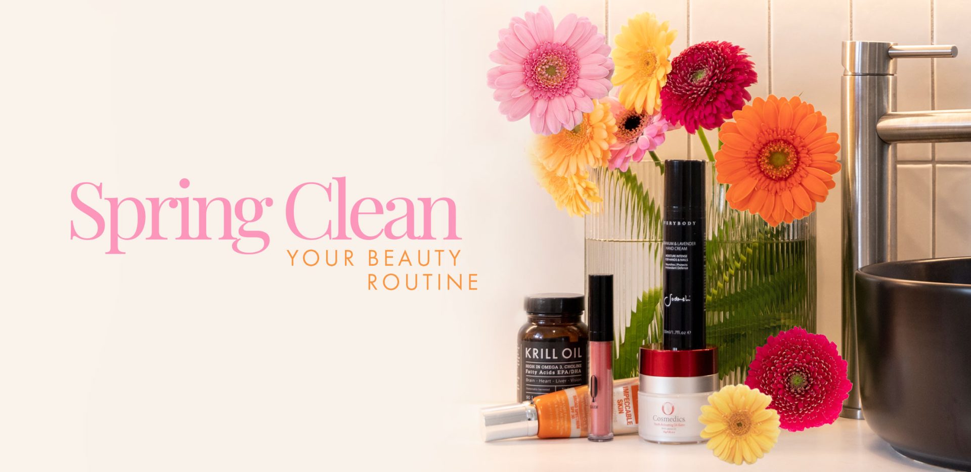 beauty products in a bathroom