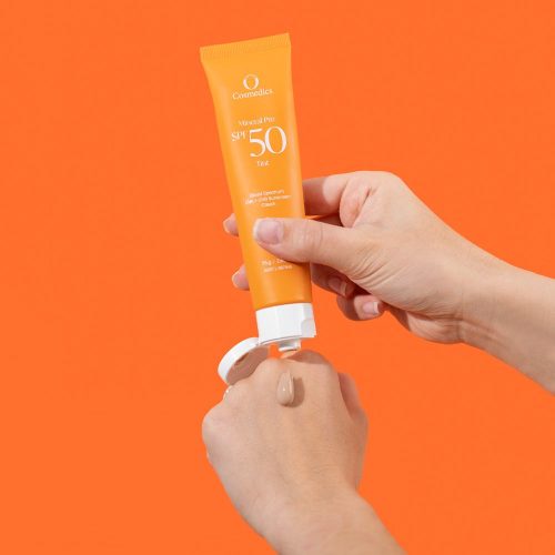 O Cosmedics Mineral Pro SPF 50 being squeezed on hand