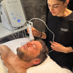 man getting asap gym for skin facial at Nicola Quinn